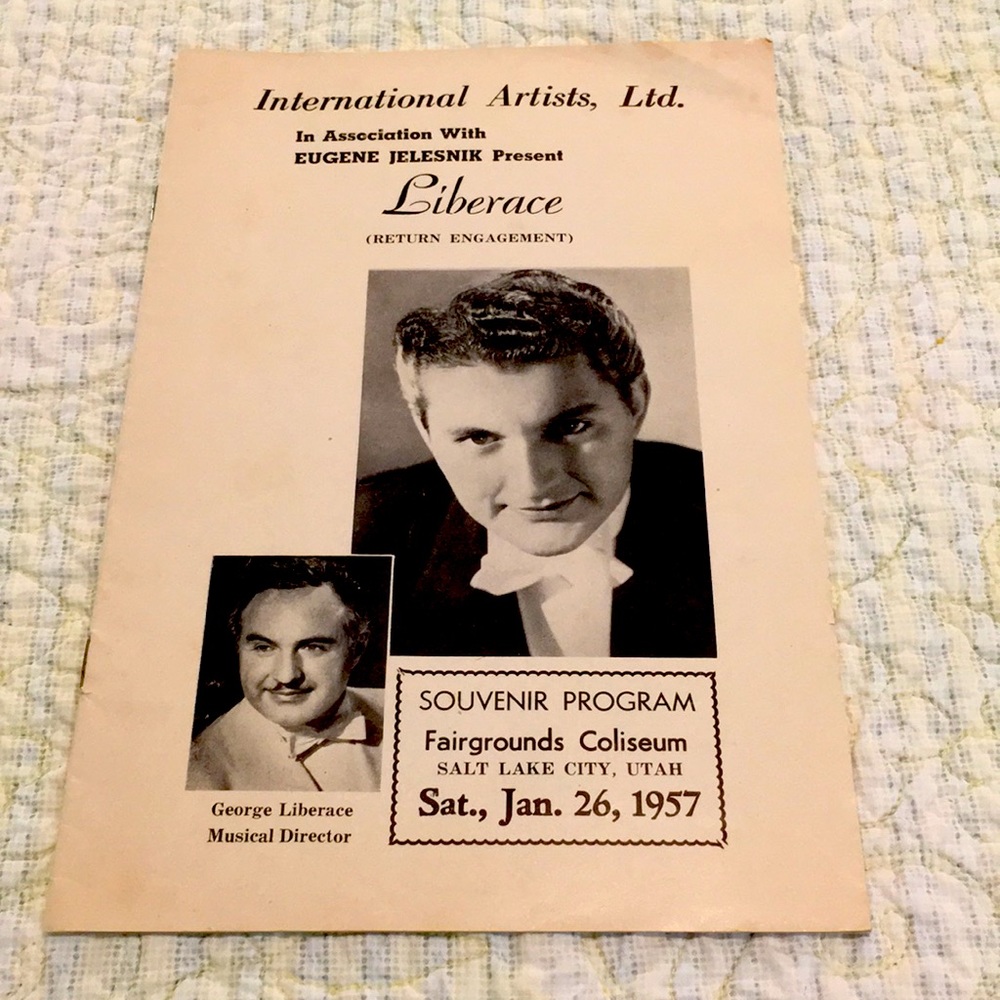 Liberace Souvenir program Jan 26 1957 Salt Lake City Amazing Condition for Age
